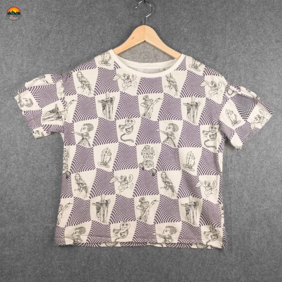 Uniqlo UT Disney Alice In Wonderland T-Shirt Purple White Short Sleeve Women's M - Picture 1 of 8
